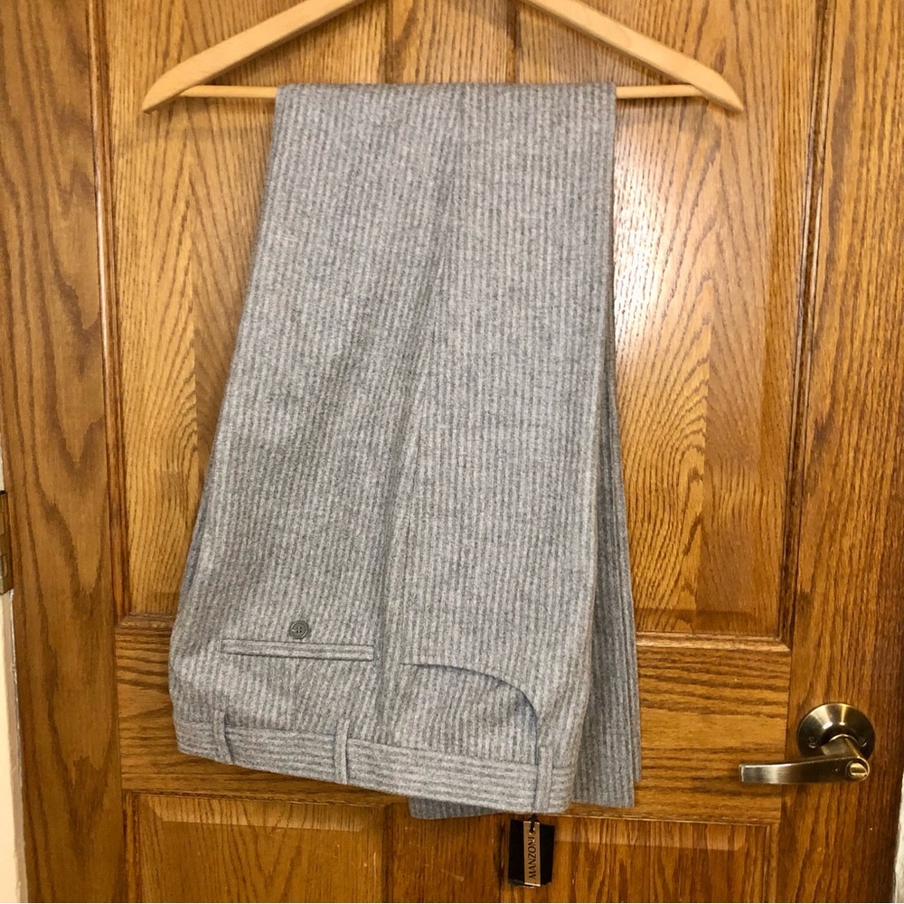 COPY - Gianni Manzoni Men’s Dress Pants Grey Striped 30 W Not Hemmed